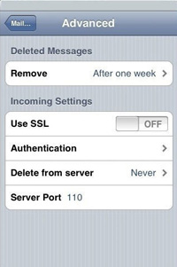 iphone email advanced settings